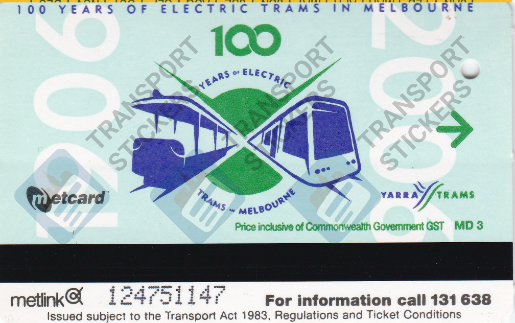 Vintage Metcard Sticker - 100 Years of Trams