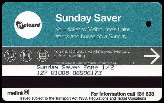 Vintage Metcard Sticker - Sunday Saver